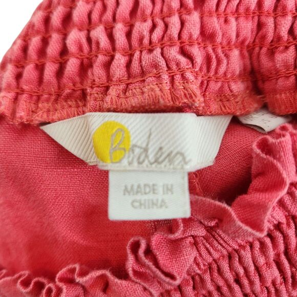BODEN Pants Womens 6 Long 6L Red Linen Shirred Waist Trousers Wide Leg Pull On - Picture 6 of 9